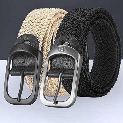 Luxury Brand Design Casual Pin Buckle Waistband Nylon Braided Belt Jeans Strap Weave Waist Band(black&black)4