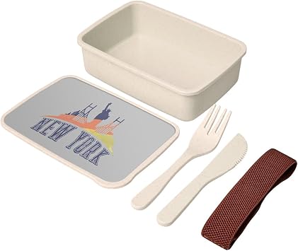 Fabulous Lunch Box - Lunch Box with Cutlery - New York Skyline Travel United States Holidays - Grey - 700 ml