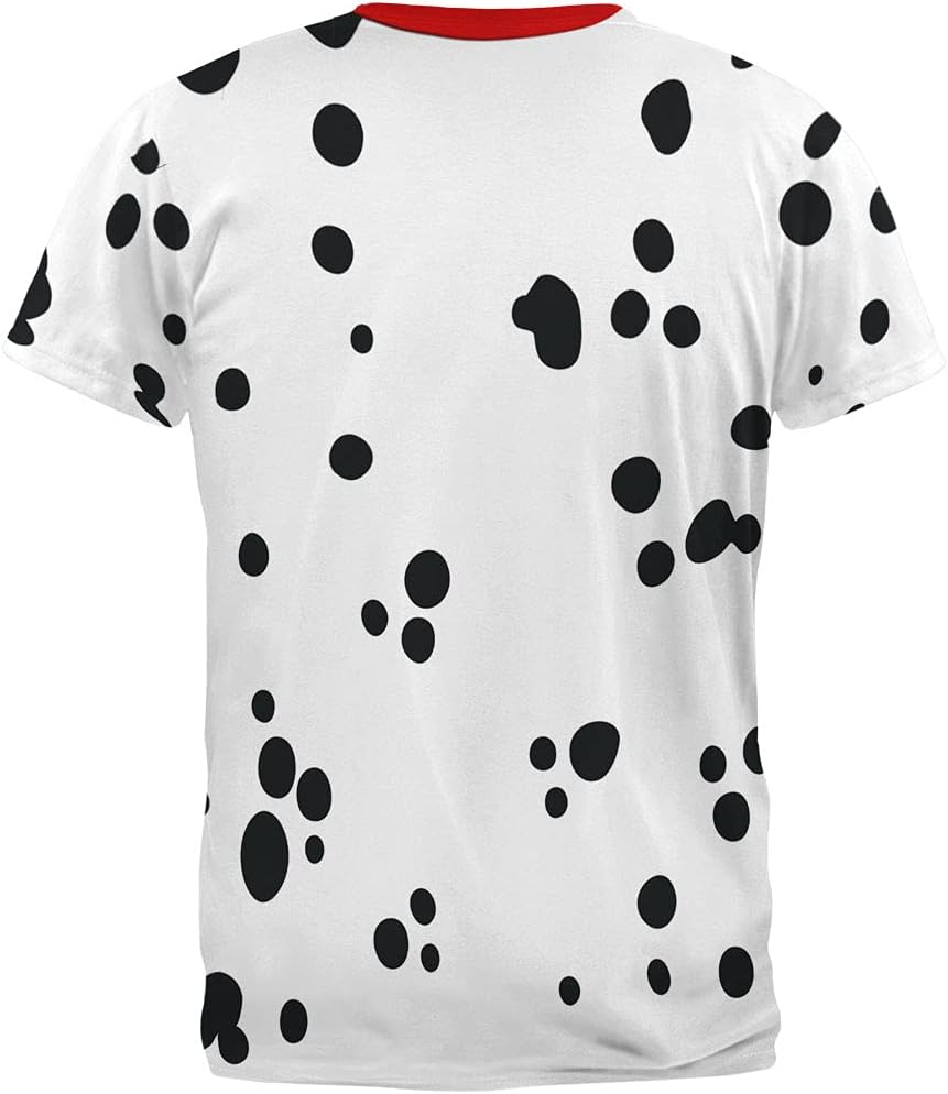 Dog Dalmatian Costume Red Collar All Over Adult T-Shirt - Image 3