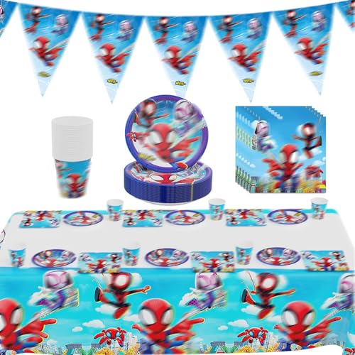 YAOGOO 62-teiliges Spider-Man Partygeschirr Set