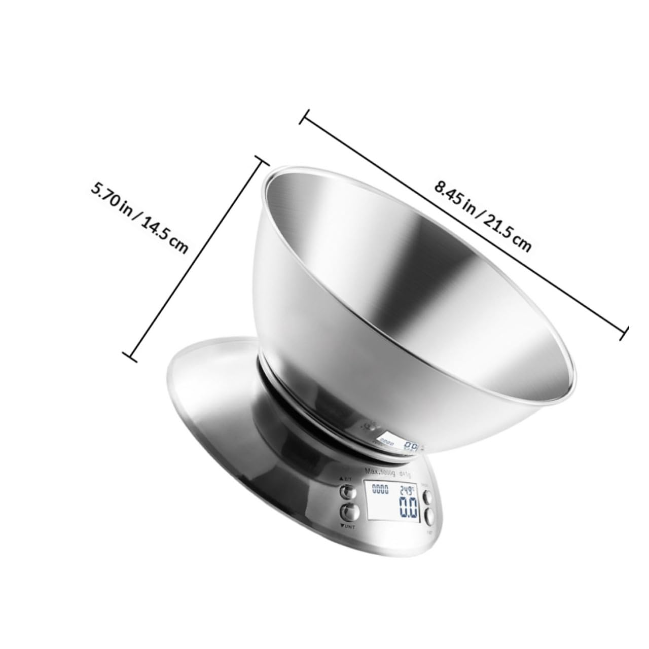 Digital Kitchen Scale Stainless Steel High Precision Electronic Food Weighing Tool with Clock and Removable Bowl for Home Cooking and Meal Prep Random Color