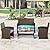 YITAHOME Patio Furniture Wicker Outdoor Bistro Set, 4-Piece All Weather Rattan Conversation Loveseat for Backyard, Balcony and Deck w/Soft Cushions and Metal Coffee Table (Brown+Blue)