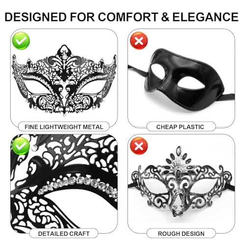 Image of Exlinonline Lace Masquerade Mask Elastic,Fit for Adult,Soft Gentle Material,Specially For Costume,Thememed Party