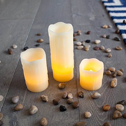 Set di 3 candele LED in vera cera con base rotonda...