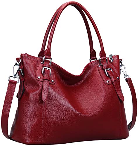 Image of HESHE Leather Purses and Handbag for Women Shoulder Bag Tote Top Handle Bag | Genuine Designer Large Capcity Hobo Crossbody Satchel Travel Work Ladies Zippered Ladies Daily Bag Adjustable Long Strap