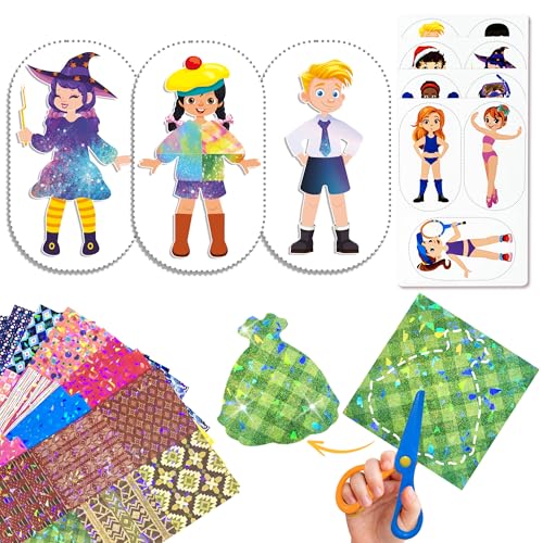 24 PCS Paper Dolls for Girls Ages 4-7, Dress Up Sticker Doll for Girls Boys, Cutting and Pasting Kids Fashion Design Kit, Fashion Pretend Toys for Girls, Mess-Free Travel Toys for Kids Ages 6-8