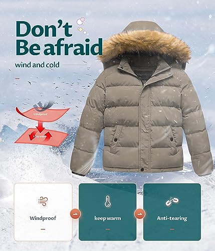 Image of CREATMO US Boy's Water Resistant Winter Coats Warm Fleece Lined Outwear Windbreaker Ski Jacket