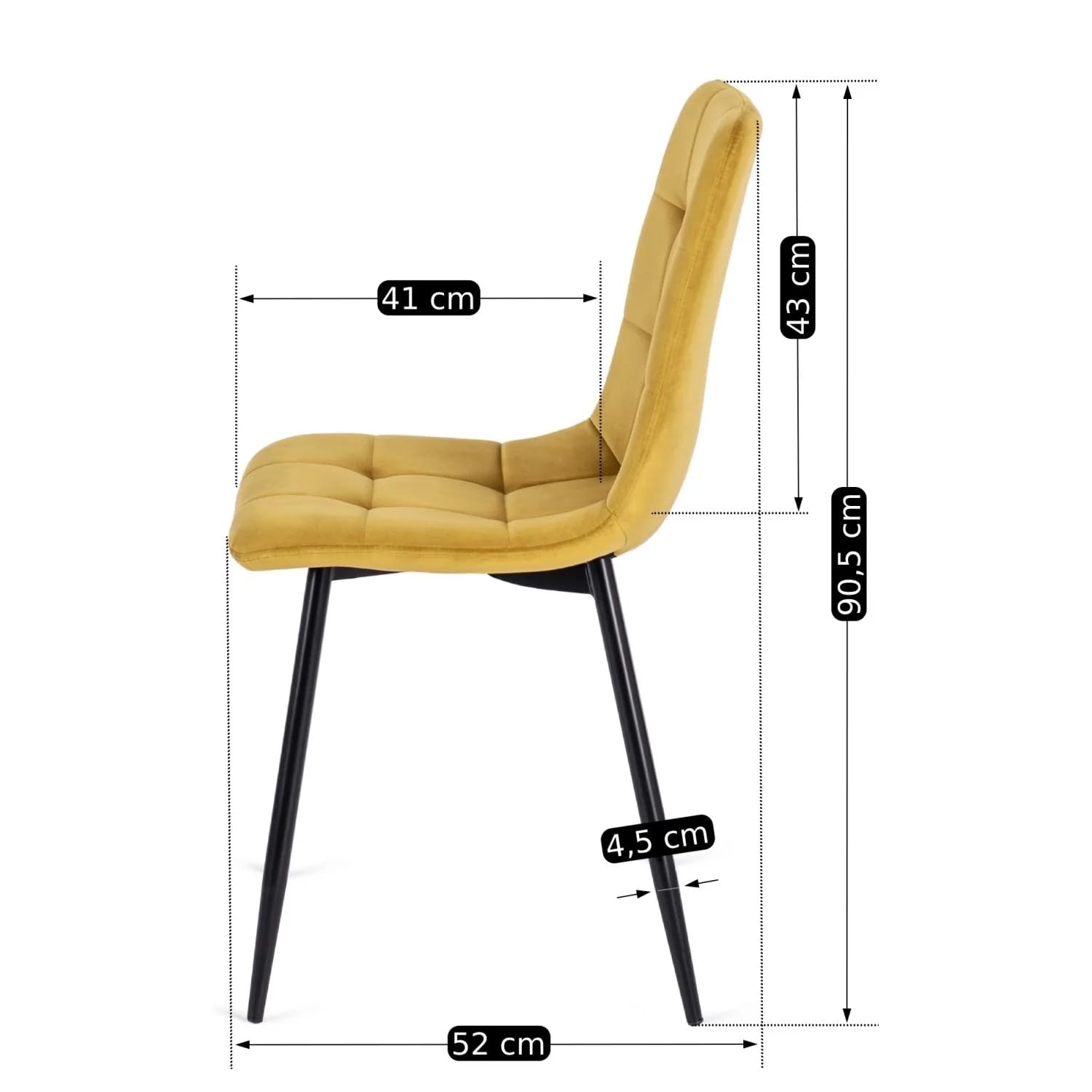 PAROS - SILLA - VELURO AMARILLO - 43 x 52 x 90,5 cm