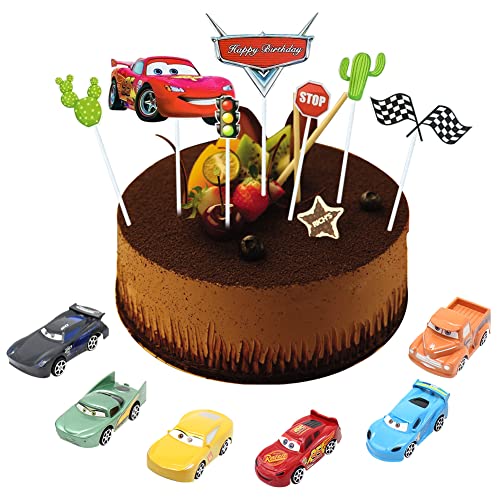 Decoration Gateau Anniversaire Voiture, Cars decoration anniversaire, Mcqueen Décoration De Gâteau Voiture, Cars Happy Birthday Topper Gâteau Ballon Décoration Cupcake Garçon Fille 15 Pièces