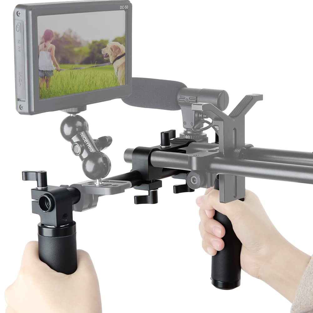 NICEYRIG Kit de la manija de la cámara con Abrazadera de Varilla de 15 mm Varilla de 30cm para cámara DSLR Hombro Rig Sistema de Apoyo