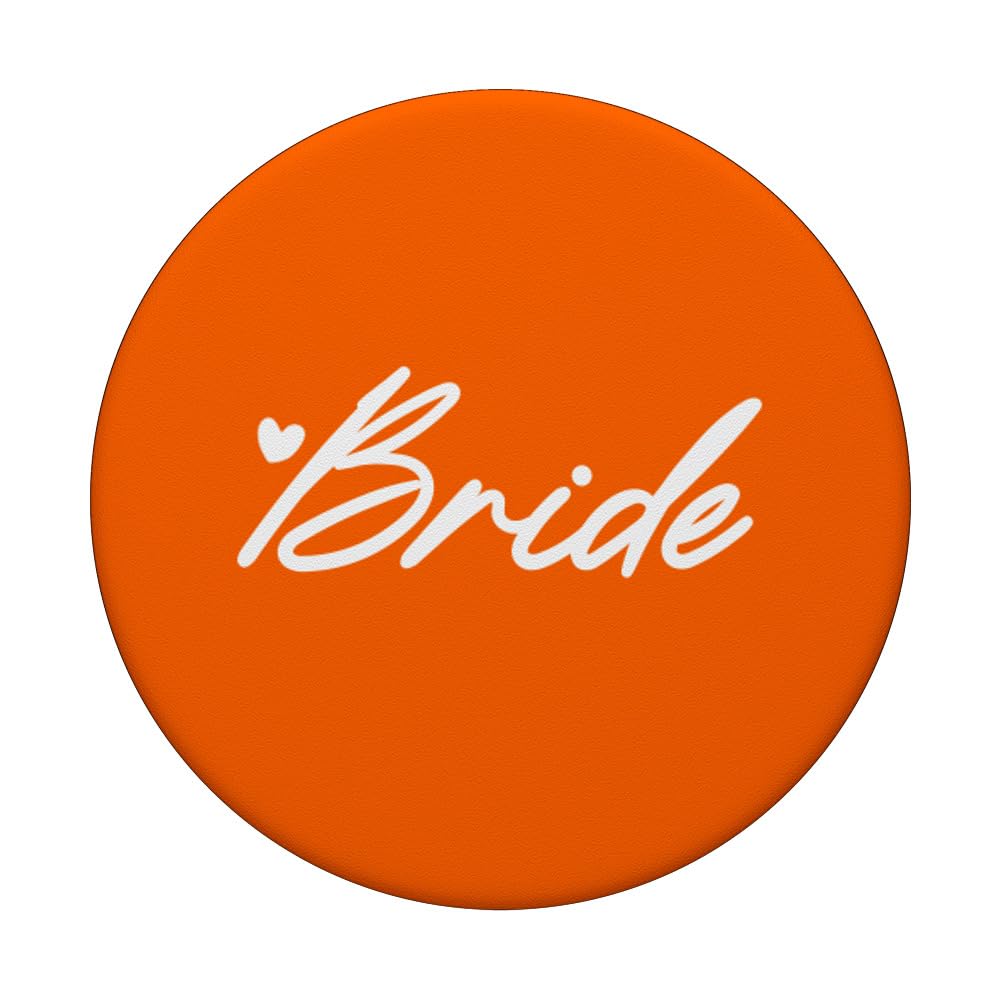 White Orange Heart Bride PopSockets Adhesive PopGrip, Black - Image 3