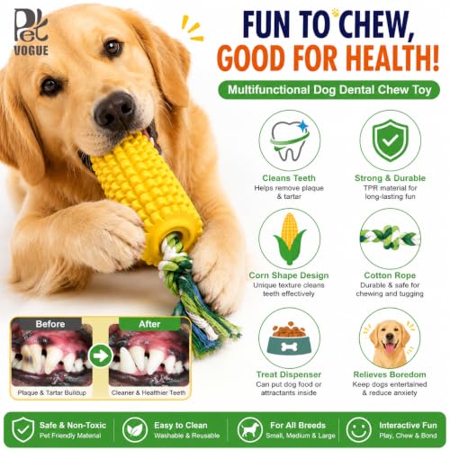 Image of PetVogue Nylon Chew Toy for Aggressive Chewers | Durable Teeth Cleaning Toothbrush, Interactive Indestructible Chewing Toy for Large & Medium Breeds