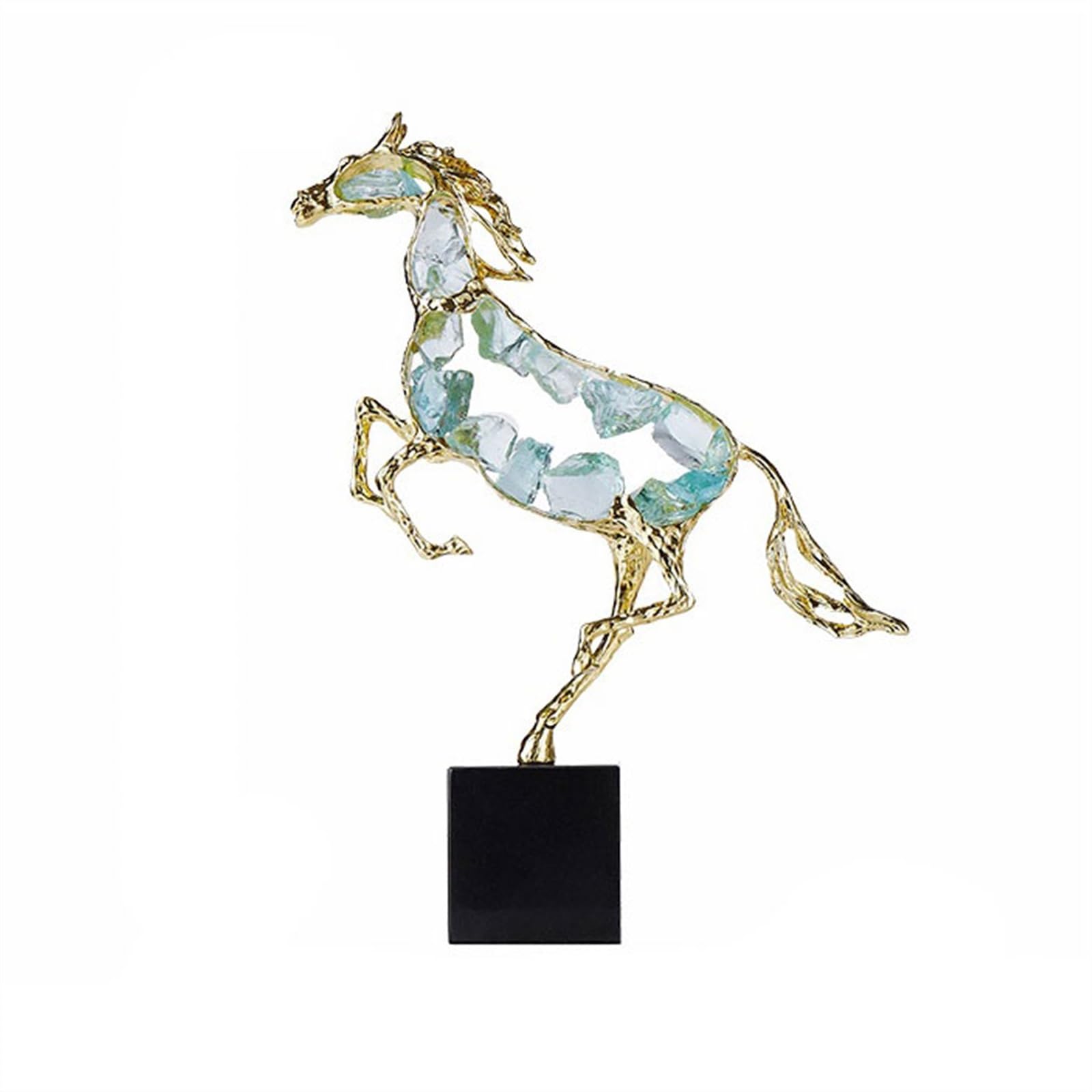 ZENY896V Sculptures Luxury Entryway Ornaments Home Accessories Zodiac Horse Desktop Decor(Green)