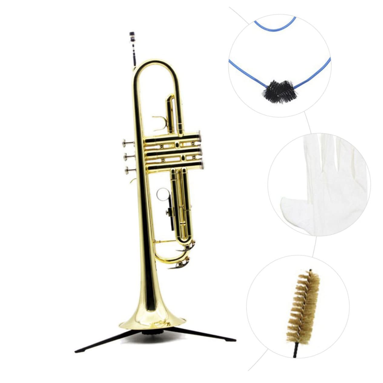 TOYANDONA Kit de Nettoyage Sourdine Incluse Brosses en Plastique et Métal pour Accessoires pour Entretien et Nettoyage Trompette Support des Petites Valves