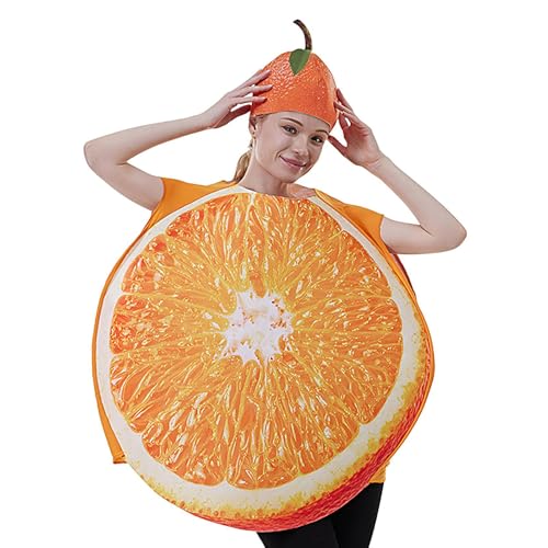 Renchey Costumes Cosplay Pour Adultes, Vêtements Orange pour Fête et Cosplay, Kit Déguisement Drôle Pour Fêtes Réunions Familiales Noël Carnaval Événements