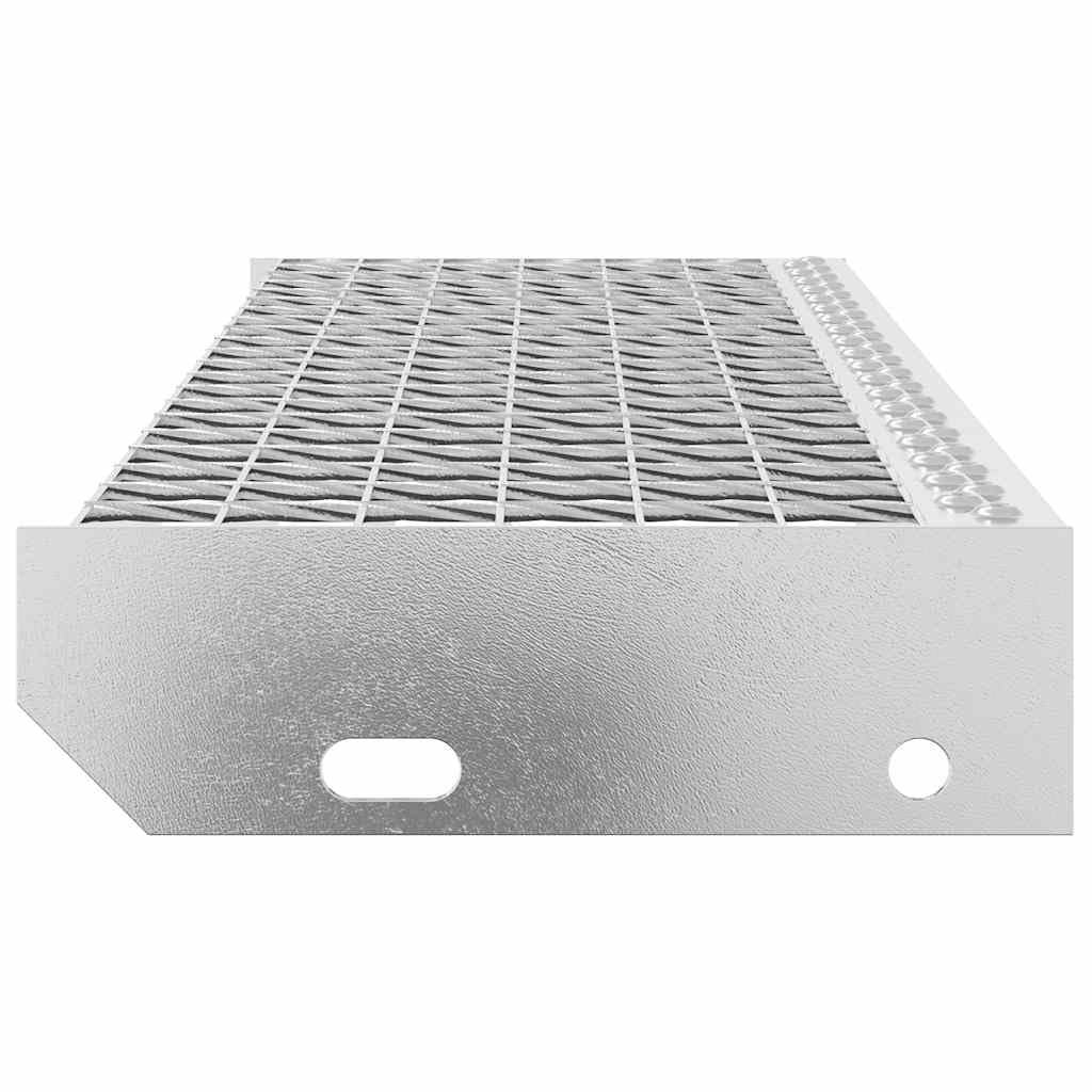 Mangloder - Scalino a griglia in acciaio zincato, 80 x 24 x 7 cm, antiscivolo, con bordi antiscivolo, per interni ed esterni, protezione e sicurezza su scale in legno, corridoio, appartamento