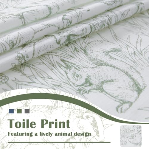 Jinchan JC009DYM-PT-5018C06 Linen Valance Curtain For Windows Animal Printed Valance 18 Inch Farmhouse Valance For Kitchen Living Room Blackout Double Layer Toile Modern Valance Rod Pocket 1 Panel Green thumb #3