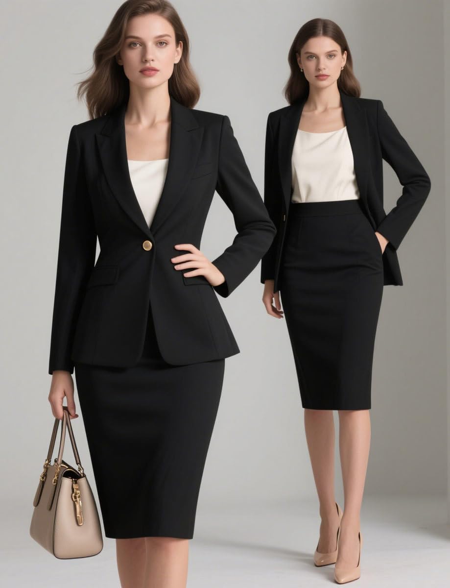 Ensemble de costume d'affaires 2 pièces pour femme avec blazer et jupe professionnels pour le bureau