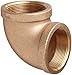 Merit Brass XNL101-08 Lead Free Brass Pipe Fitting, 90 Degree Elbow, Class 125, National Pipe Taper Thread Female (Pack of 5), 1/2"
