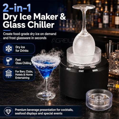 Máquina portátil 2-en-1 para hacer hielo seco y enfriar vasos miniatura 2