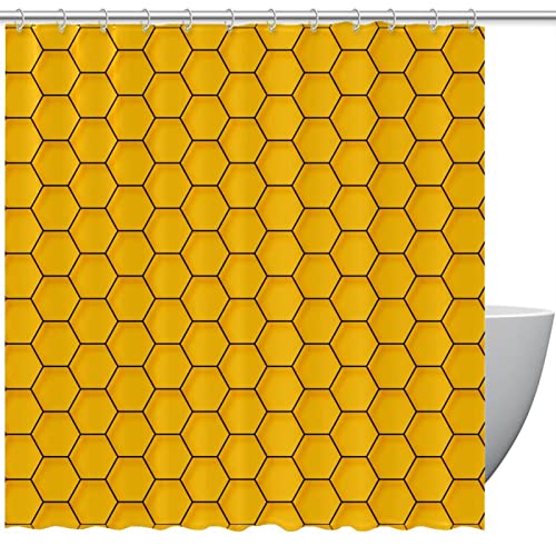 Rideau de douche géométrique hexagonal jaune 182,9x182,9 cm imperméable