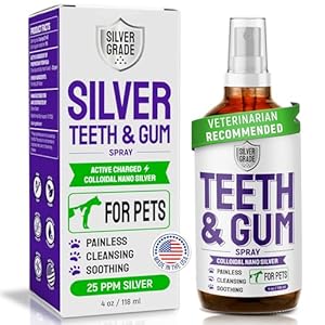 SILVER GRADE Teeth & Gum Spray for Pets β Dental Formula for Dog Mouth Rinse & Cat Mouth Care β Dog Fresh Breath, Clean Teeth, No Pain Or Burning β Plaque and Tartar Remover (4 Oz) SILVER GRADE Teeth Gum Spray for Pets–Dental Formula for Dog Mouth Rinse Cat Mouth Care–Dog Fresh Breath Clean Teeth No Pain Or Burning–Plaque and Tartar Remover 4 Oz