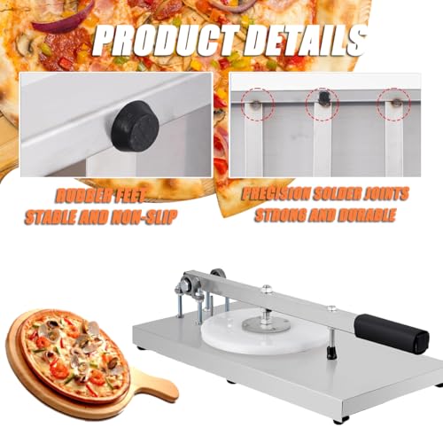 Prasa do ciasta do pizzy ze stali nierdzewnej – regulowane ramię do użytku domowego i komercyjnego, idealna do pizzy, tortilli, płaskich chlebów, łatwa obsługa ręczna, trwałe narzędzie kuchenne
