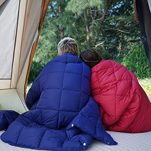 KingCamp Leichte Campingdecke, multifunktionale und warme Steppdecke mit Druckknopf, wasserabweisend, für Rucksack, Reisen, Flugzeug, Wandern, Picknick