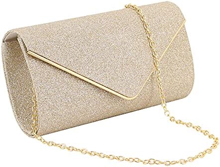 Gabrine Women Evening Envelop Bag Handbag Clutch Purse Shiny Sequins Fabric Material for Wedding Party Prom(Champagne)