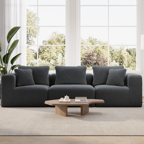 Image of Novilla 106 inch Modular Sectional Sofa, Deep Seat Modern Cloud Sectional Couch with Smarts Coil Support, Boneless Sectional Couch for Living Room Apartment, No Assembly Required, Dark Gray