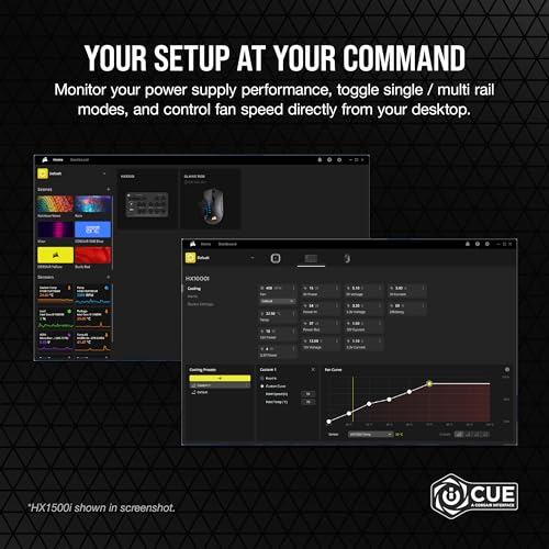 Image of Corsair HX1000i Fully Modular Ultra-Low Noise ATX Power Supply - ATX 3.1 & PCIe 5.1 Compliant - Fluid Dynamic Bearing Fan - CORSAIR iCUE Software Compatible - 80 Plus Platinum Efficiency - Black