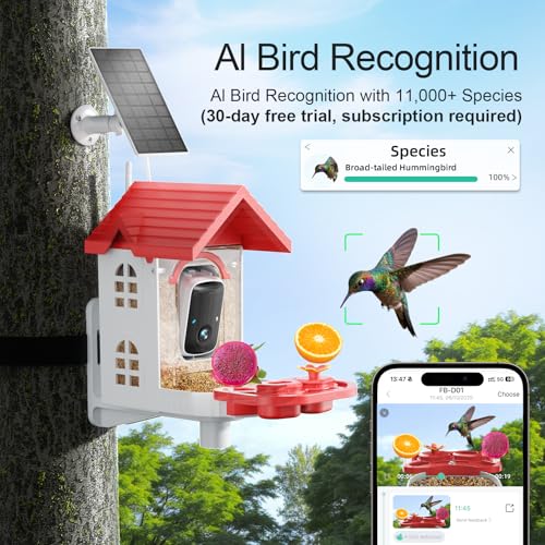Smart Bird Feeder Camera Solar Powered