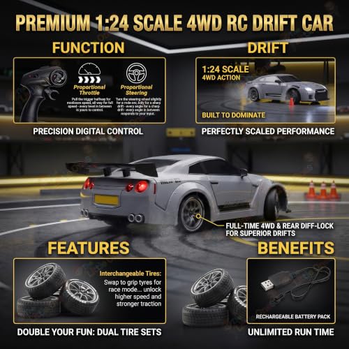 Image of The Little Ones 4x4 Rc Drifting Car - Rc Drift Cars High Speed Remote Control Drift Car 2.4GHz Remote Control Drift Stunt Off Road Cars 360 Rotation Toys for Kids & Adults Boys & Girls [SkyLineX]