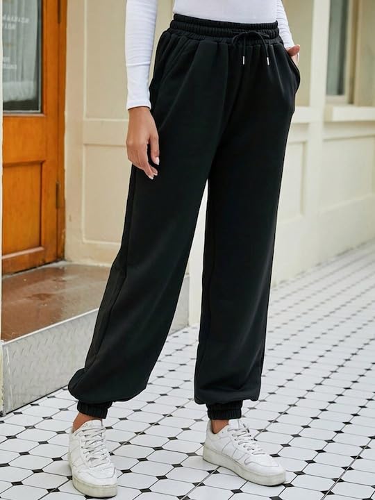 Image of Jogger for Women Solid Cotton French Terry Jogger Design Trendy new fashionabal Style Trackpant Lower Cargo Trouser