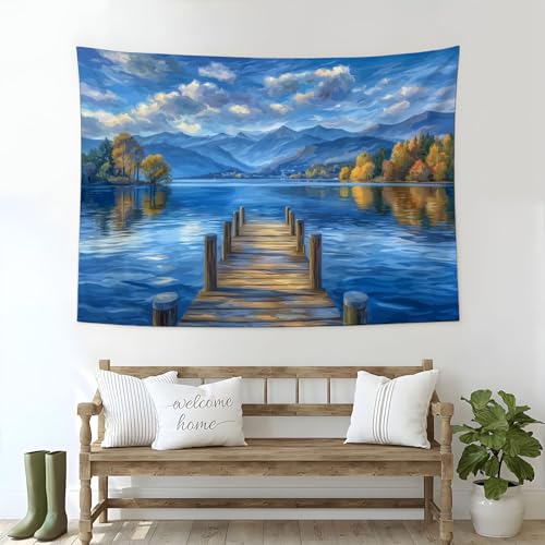 Tapisserie de chambre paysage naturel lac pour créer un salon zen et lumineux