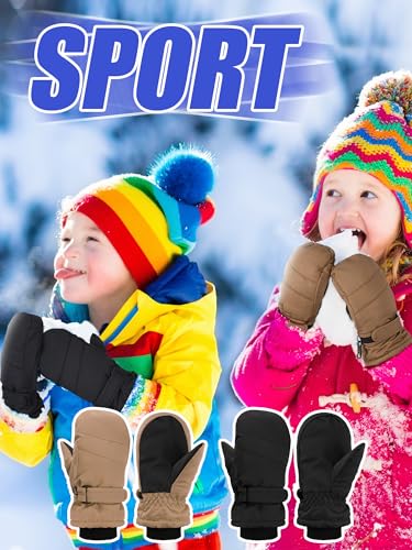 Image of Newcotte 6 Pairs Winter Ski Mittens Kids Waterproof Warm Snow Gloves for Boys Girls Cold Weather Outdoor Activities
