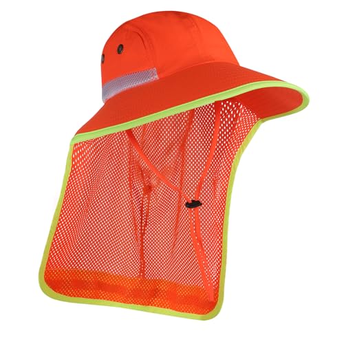 Image of Unisex High Visibility Reflective Bucket Hat Mesh Wide Brim Work Safety Boonie Hat Sun Protection Packable Sun Cap Bucket Cap
