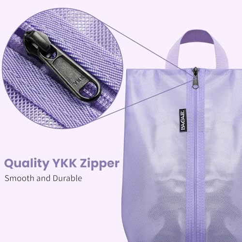 Bagail Shoe Bags for Travel,2 Set Shoe Bag for Storage in Closet,Transparent Shoe Packing Organizers with YKK Zipper (L 17"x10"x5", Lavender 2pcs)3