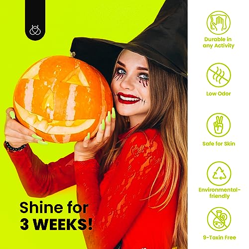 Image of Beetles Gel Nail Polish - Luminous Yellow Glow in the Dark Green Gel Polish, Noctilucent Green Luminous Color Soak Off U v LED Lamp DIY Manicure 0.5Oz
