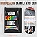 Personalized Portfolio with Zipper Logo Text Photo Custom Business Leather Folder Organizer with Clipboard Card Binder for Men Women Customized Padfolio for Gift Resume Interview Case Office