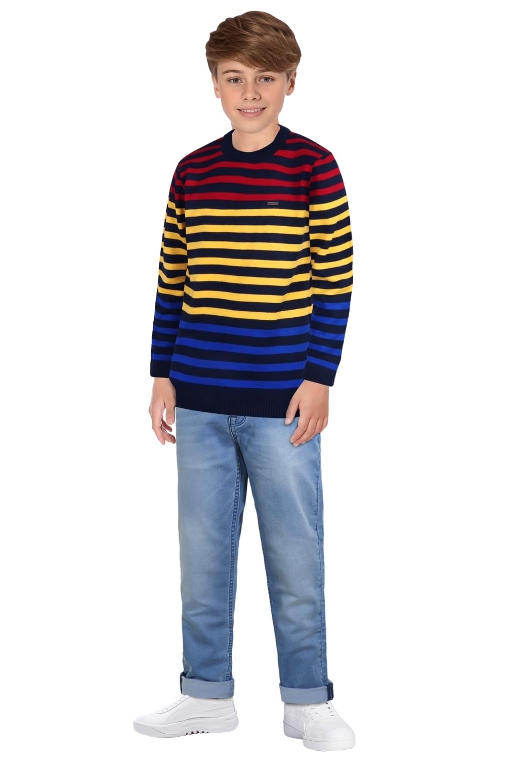 Allen Solly Boys Navy Stripe Regular Fit Sweater 3