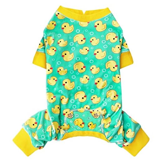 KYEESE Dog Pajamas Yellow Duck for Small Dogs Soft Material Stretchable Dog Pajama Pjs Dog Apparel