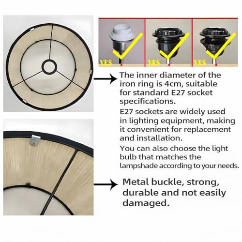 Image of Retro lamp shade, Wabi-Sabi Bamboo Lamp Shade, Hand-Woven Drum Light Cover for E27 Base 30X30x20CM, Easy Install Pendant Floor Wall Table Lamp Shade, Natural Mottled Shadow Effects