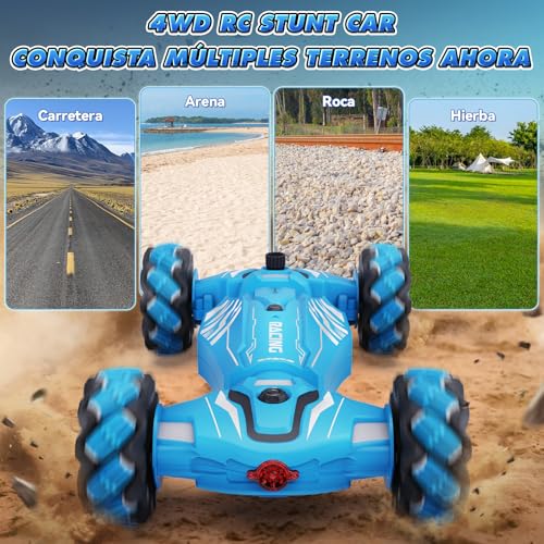 Miniatura 5 de Dysaim Coche Teledirigido Niños, 4wd Coche Teledirigido Con La Mano, 360 De Rotación Drift Coche Control Gestual,2 Baterías Recargable, 2.4ghz Rc Stunt Car Regalos Para Niños De 6 8 10 12 Años, Azul