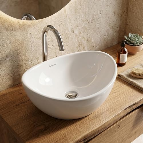 Image of Parryware VALLURE bowl basin | Glossy Finish | Wash Basin Over Counter | Wall Mount Sink (410 x 365 x 185 mm) | C04621C