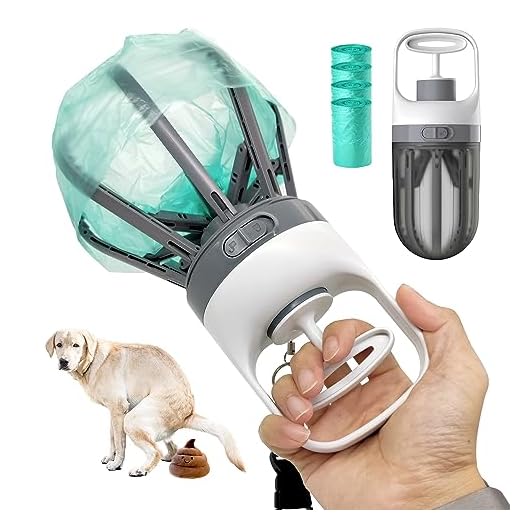 Xinzs Pá de cocô para cães, 【Sem cocô quente na mão】 Garra portátil 2 em 1 para coletar resíduos de cães, recipiente de descarte posterior para cães pequenos, médios e grandes com acessório de bolsa