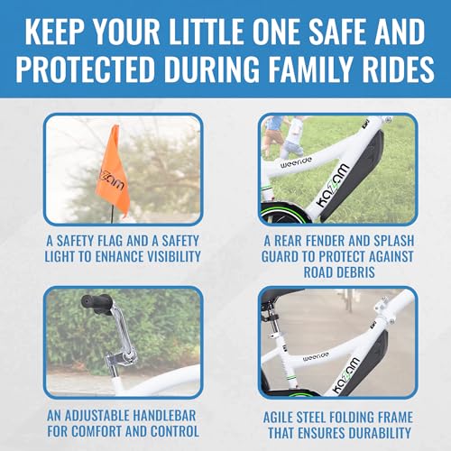 Image of KaZAM Co-Pilot Bike Trailer - 20 Inch Bike Trailer with Adjustable BMX Stem and Handlebar - Lightweight Aluminum Frame and Padded Saddle for Cycling - Perfect for Family Rides