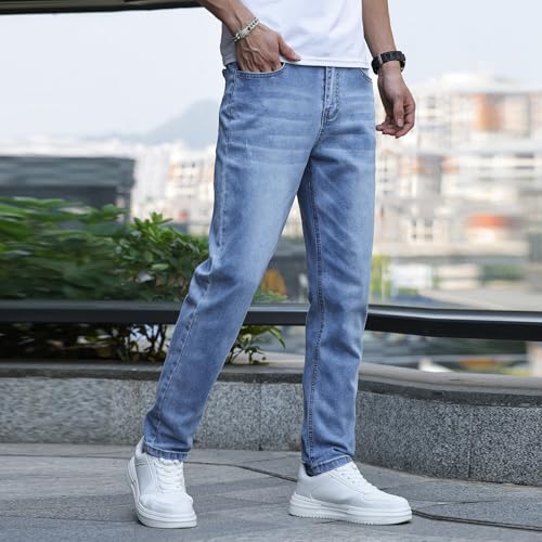 Mens Flex Denim Skinny Jeans Slim Fit Stretch Casual Flat Front Classic Straight Essential Denim Jeans Pants2