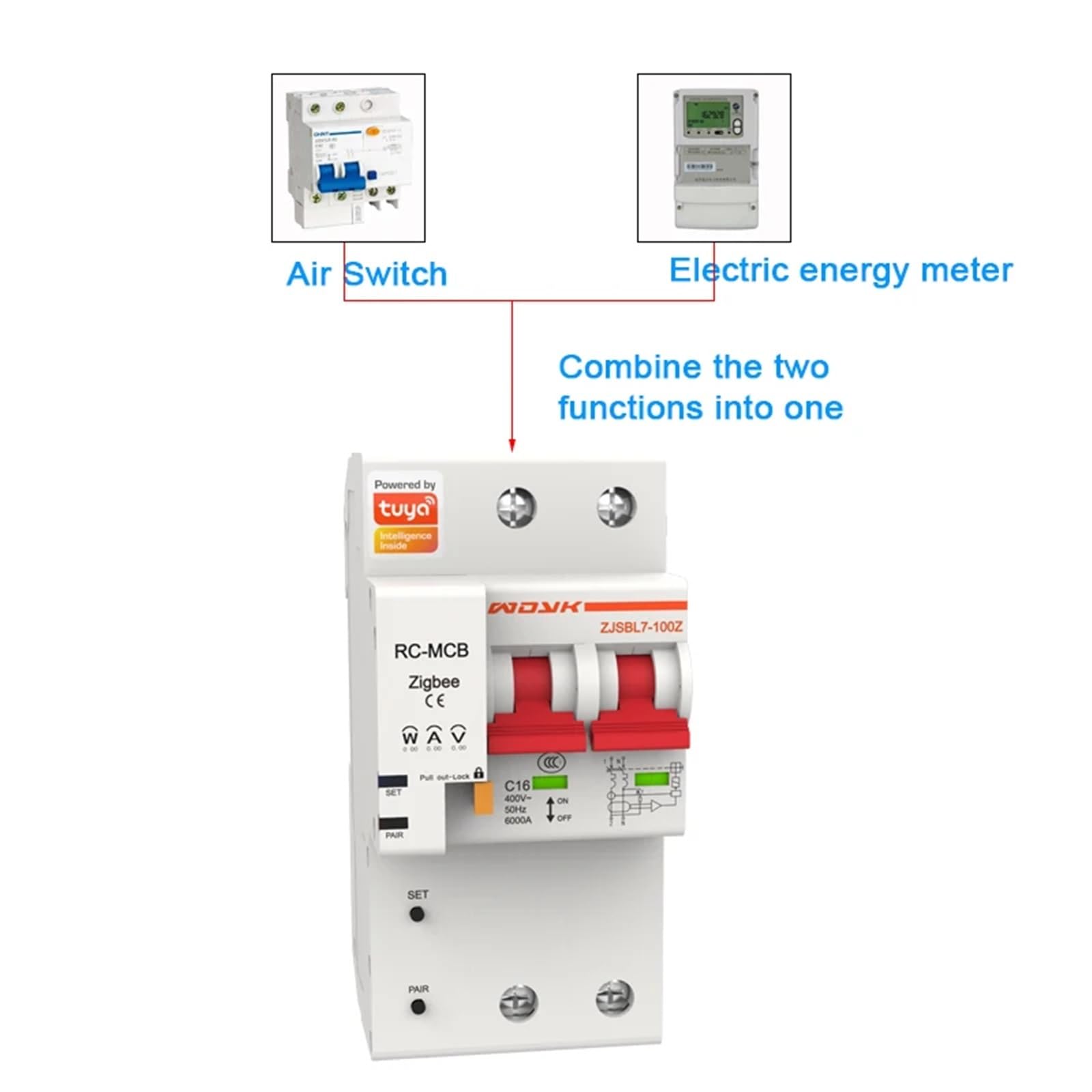 Disjoncteur 4P, Compteur de consommation d'énergie, kWh, wattmètre, 220V, 380V(25 V)