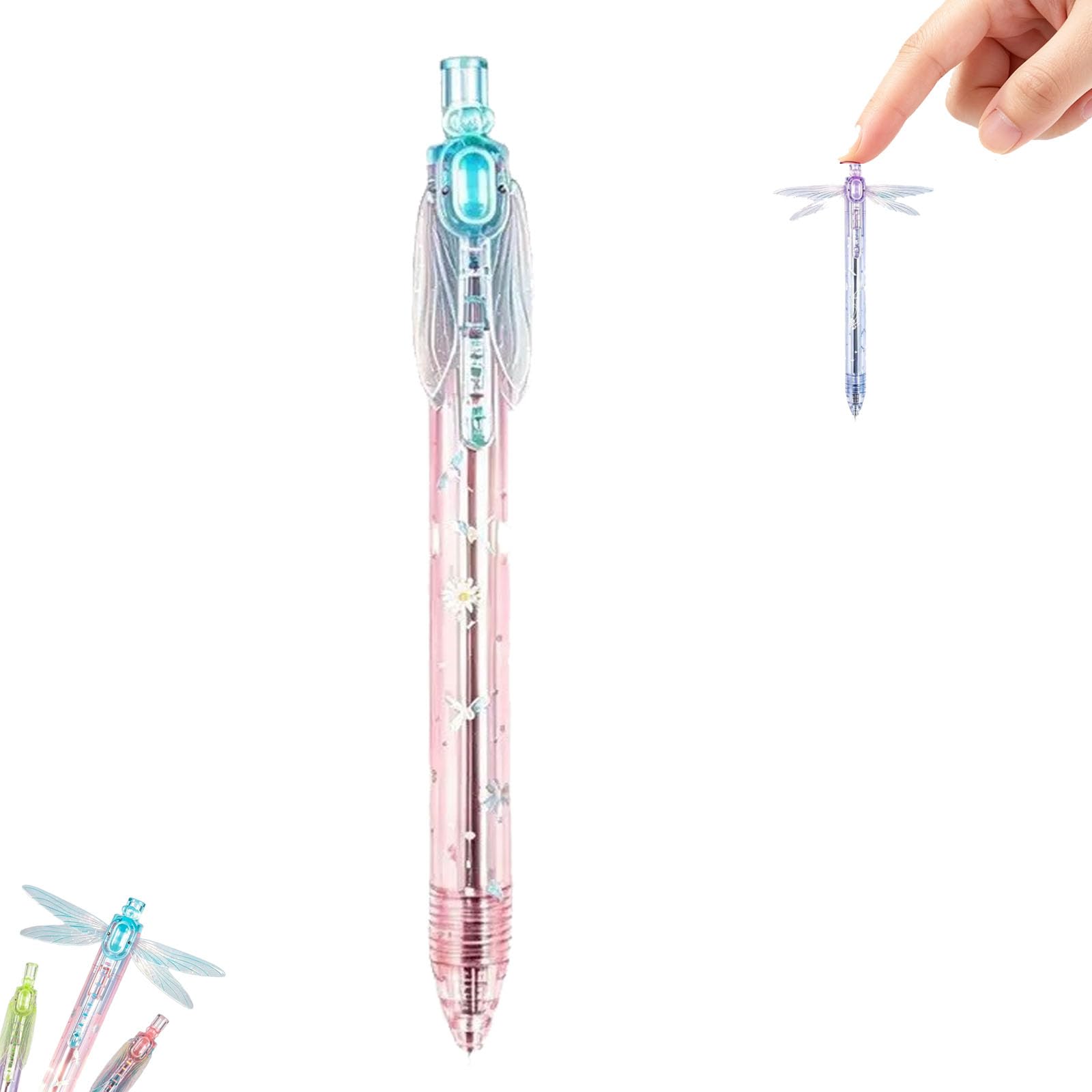 Gleaming Wings Dragonfly Pen, Dragonfly Fidget Click Pen，pink